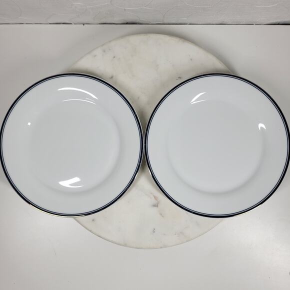 Williams Sonoma Open Kitchen Salad Plate 9" Gold Trim Porcelain 2-Pc Dinnerware - Picture 7 of 16